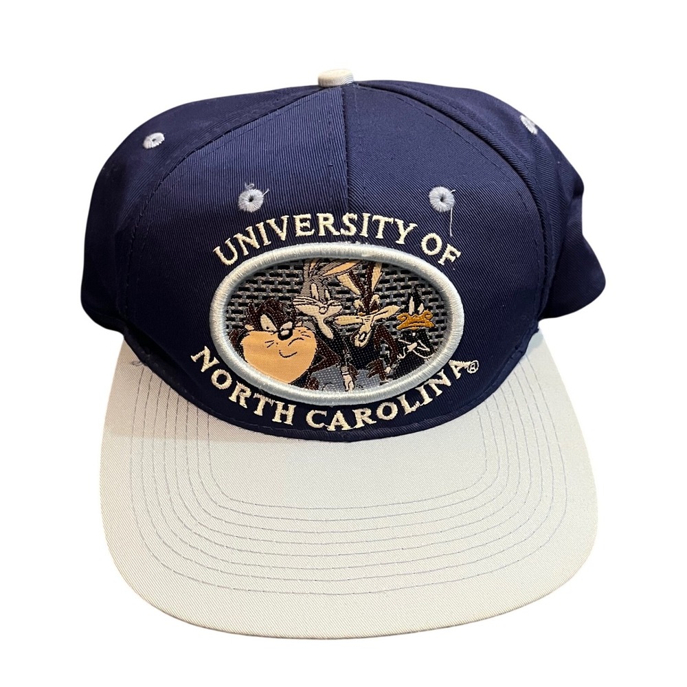 Vintage Looney Tunes Hat Mens OSFA Blue UNC Tar Heels Snapback Cap